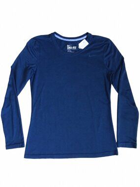 Nike Dri-FIT Heathered Navy Long Sleeve Athletic Top | Size Small